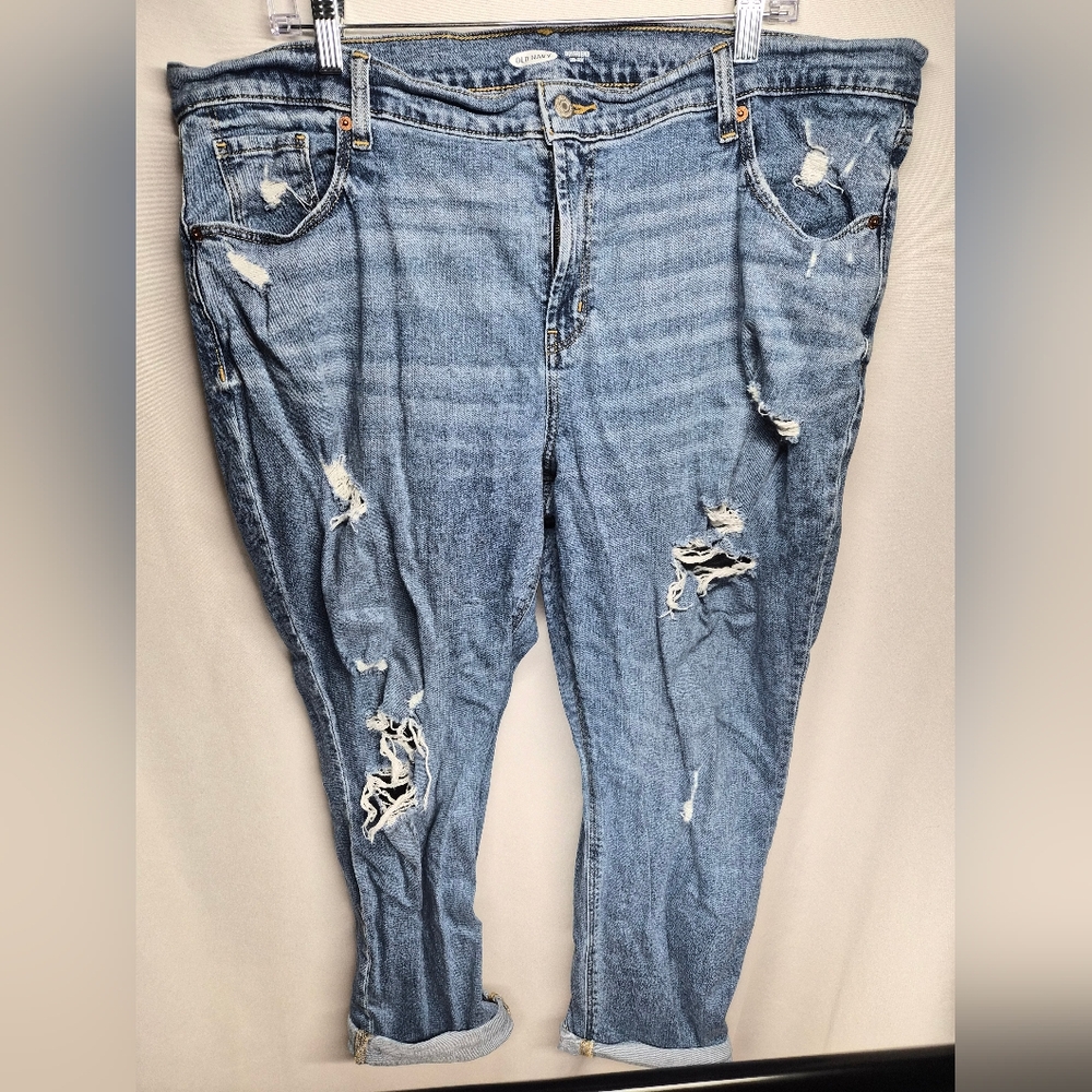 Old Navy Medium Blue Ripped Boyfriend Jeans
